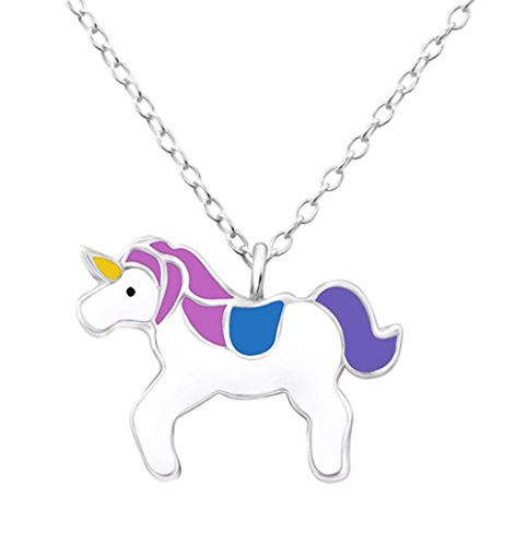 Colgante de unicornio de plata, para niños (ajustable: 36-39 cm)