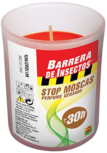 Compo Repelente Barrera de Insectos Vela Stop Moscas, Perfumada, Cristal, 30h, 130 g