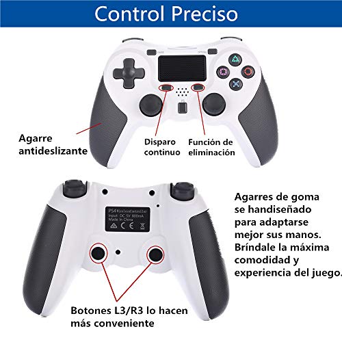 COOLEAD Mando para Playstation4, Controlador Inalámbrico Bluetooth para Playstation4 Doble Choque 4 con Panel Táctil Vibración Dual Compatible con PlayStation4 y PC(Blanco)