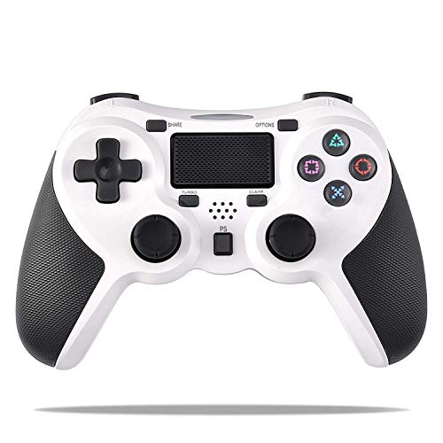 COOLEAD Mando para Playstation4, Controlador Inalámbrico Bluetooth para Playstation4 Doble Choque 4 con Panel Táctil Vibración Dual Compatible con PlayStation4 y PC(Blanco)