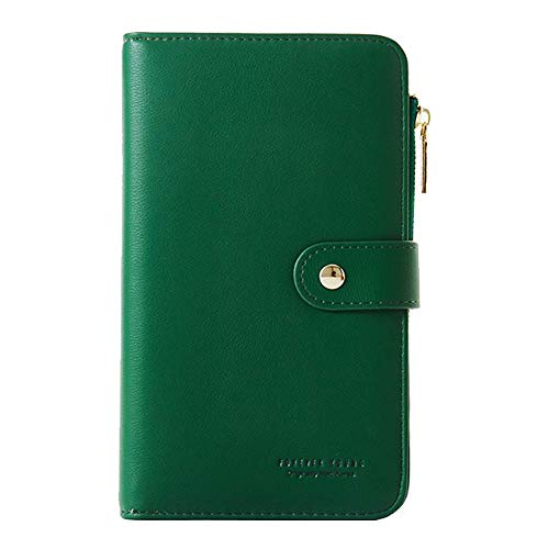 Coopay Cartera Mujer,Monederos Gran Capacidad Larga,Cuero Sintético Elegante Cuaderno Pantalla Táctil Diseño Bolsa,Ligera Cremalleras Tarjetero Bolsillos Clutch,Móvil Billetera para LG Sony,Verde