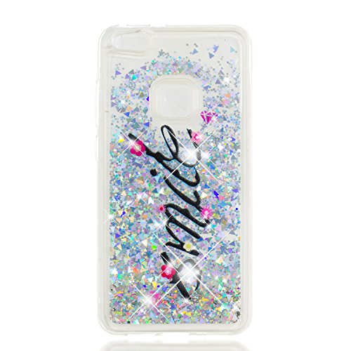 CoverTpu Funda Huawei P10 Silicona Liquido Carcasa Transparente Glitter Suave Brillante Bling Sparkle Cubierta Caja Liquid para Huawei P10 Smile