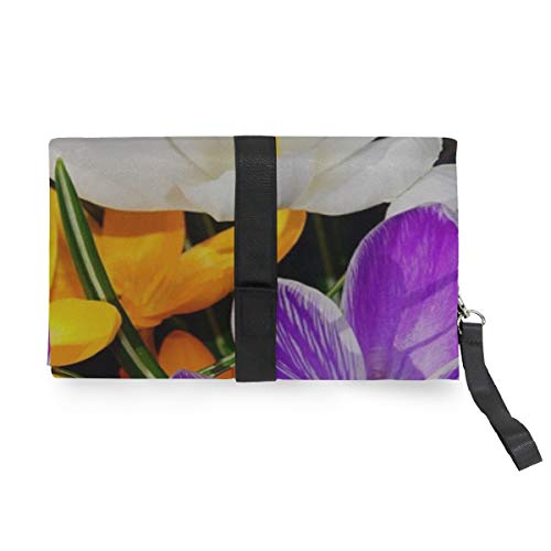 Crocus Flowers Spring Spring Flowers Bloom Baby Boy Cambio de almohadilla Cambio de almohadilla Estera 27x10 pulgadas Impermeable Estera plegable Bebé Estación de cambio portátil Almohadillas de camb