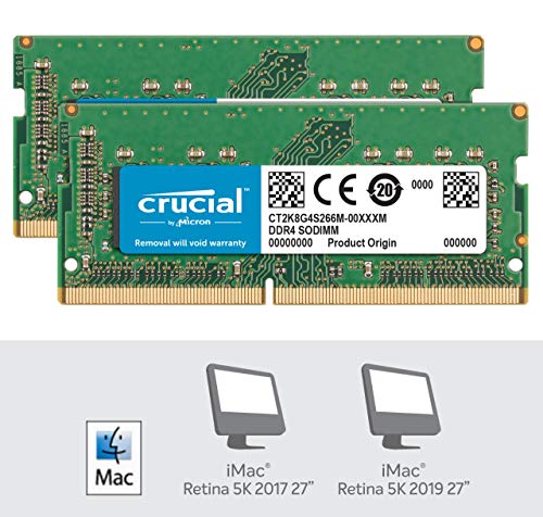 Crucial CT2K8G4S266M - Kit de Memoria para Mac de 16GB (8GB x2) (DDR4, 2666 MT/s, PC4-21300, CL19, Single Rank x8, SODIMM, 260-Pines)