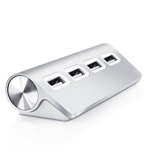 CSL - Distribuidor USB 2.0 de 4 Puertos - Divisor de 4 Puertos - PC y Mac - Portátil Tableta - Sin Controladores - Plata