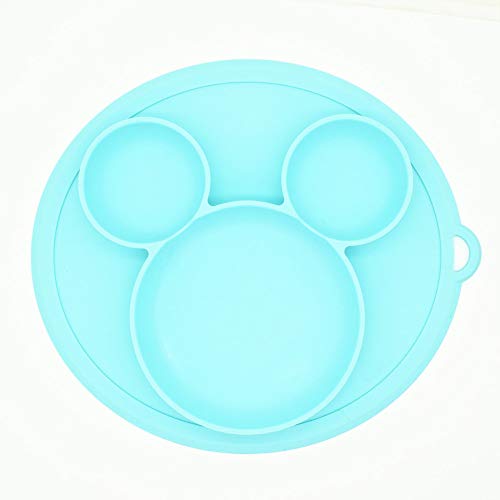 Cuenco de silicona para niños, con ventosa, para alimentar platos, vajilla y recipiente de alimentos, para niños, mantel individual, color azul