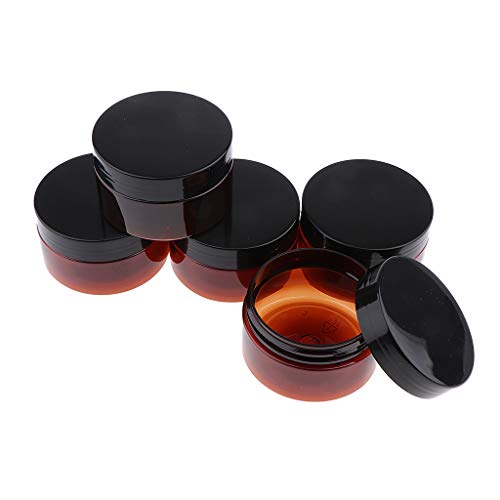 dailymall Frascos Redondos De Color ámbar Marrón De 5 Piezas Con Tapas Para Bálsamos Labiales, Cremas, Maquillaje, Cosméticos, Ungüentos Y Otros Produ - Tapa de plástico negro