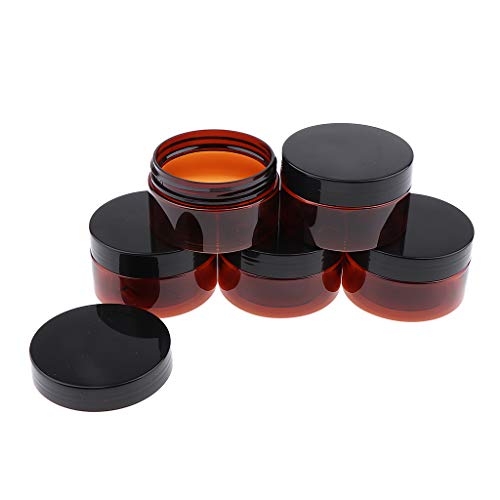 dailymall Frascos Redondos De Color ámbar Marrón De 5 Piezas Con Tapas Para Bálsamos Labiales, Cremas, Maquillaje, Cosméticos, Ungüentos Y Otros Produ - Tapa de plástico negro