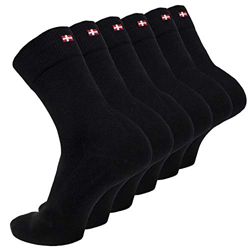 DANISH ENDURANCE Calcetines de Bambú 6 Pares (Negro, EU 35-38)