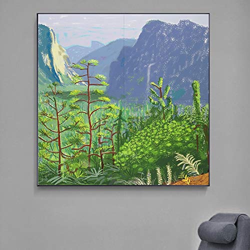 David Hockney Jardin Tropical Mountain River Forest Trees Paisaje Arte de pared moderno Pintura en lienzo Carteles Impresiones Sala de estar Dormitorio Oficina Decoración del hogar