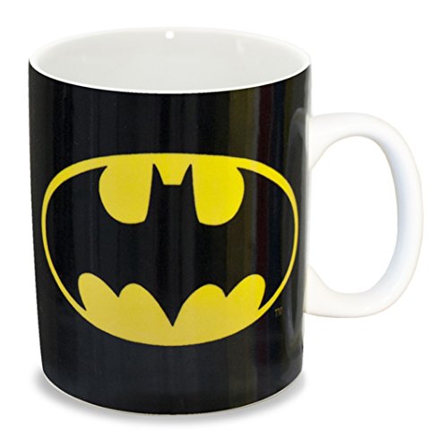 DC Comics - Taza de café (porcelana), diseño de superhéroe GC, diseño de Batman, color negro