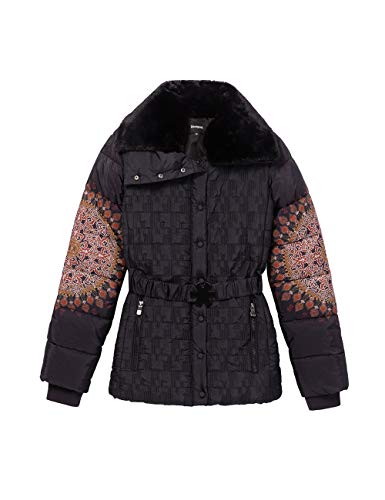 Desigual Coat AGGU Abrigo, negro (negro 2000), 48 para Mujer