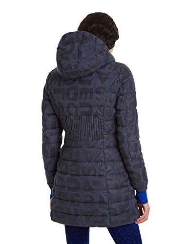 Desigual Coat Letras Abrigo, Azul (Navy 5000), Talla Del Fabricante: 42 para Mujer