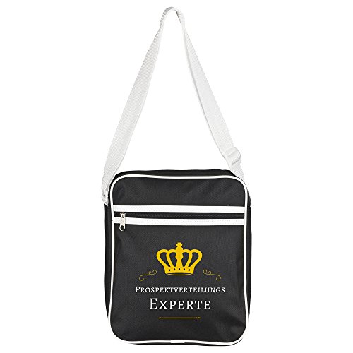 Diseño de bolso folleto distribución experto negro fino