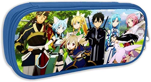 DJNGN Organizador de lápices multifunción con doble cremallera para útiles escolares, Sword Art Online SAO Animación japonesa Cosplay Bolsa de maquillaje cosmético, Bolsa de almacenamiento vintage pa