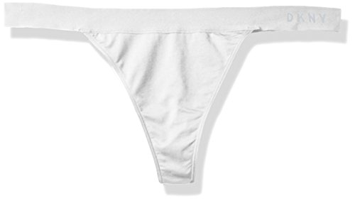 DKNY Women's Classic Cotton Thong, Poplin White, Small