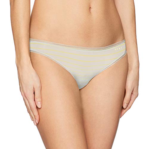 DKNY Women's Litewear Low Rise Bikini, Ice Grey/Canary Stripe/Ice Grey Canary, Small