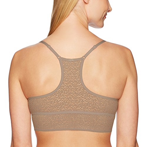 DKNY Women's Modern Lace Racerback Longline Bralette, Champagne, Small