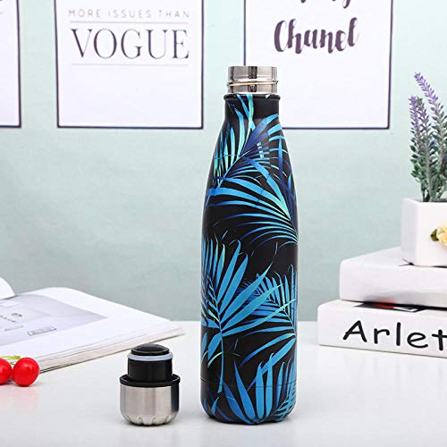 DLSM Frasco de vacío con diseño de Hoja, Taza de Agua para automóvil acompañante al Aire Libre, Botella de Agua Deportiva de Acero Inoxidable, Botella de Agua de Acero Inoxidable-C1