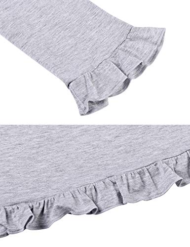 Doaraha Camisón Lactancia para Mujer Vestido Premamá con Volantes Pijama de Maternidad Camisones de Algodón de Manga 3/4 Ropa de Dormir con Cuello en V (Gris, L)