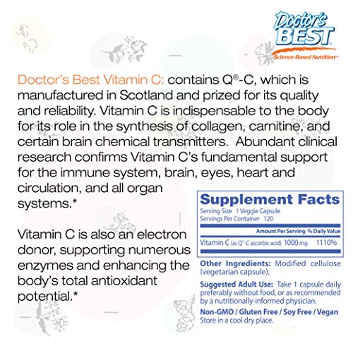 Doctor's Best Vitamina C Con Quali-C, 1000Mg - 120 Vcaps 120 Unidades 180 g