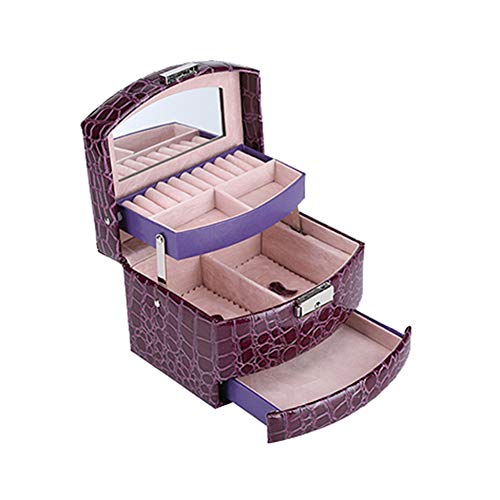 dontdo - Joyero de Piel sintética de 3 Capas, Organizador de Maquillaje para Mujer, Morado, Talla única