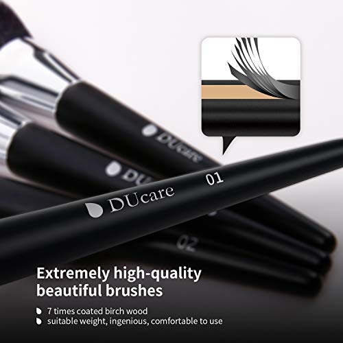 DUcare Brochas de Maquillaje Profesional Negro 32 pcs Maquillaje Profesional Pinceles Premium Synthetic Maquillaje de Ojos, Rubor, Contorno, Corrector, Pinceles Cosméticos