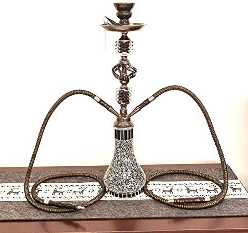 DXP Shisha Hookah 55cm 2 Manguera Cachimba Narguile agua tubo vidrio fumar Negro