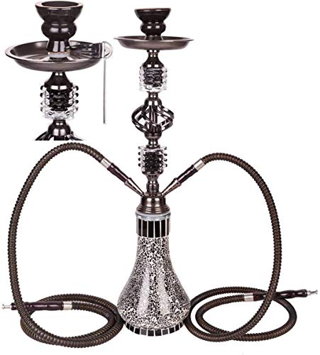 DXP Shisha Hookah 55cm 2 Manguera Cachimba Narguile agua tubo vidrio fumar Negro