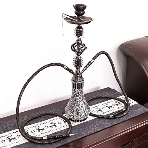 DXP Shisha Hookah 55cm 2 Manguera Cachimba Narguile agua tubo vidrio fumar Negro