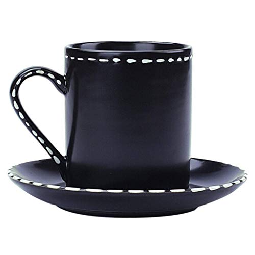 DZX Taza de té, Simple, apilable, cerámica, Taza de café y platillos, Combo de 7.0 oz / 200 ml, Tazas de té de la Tarde con Leche de Estilo Europeo para la Oficina y el hogar, el diseño único de la