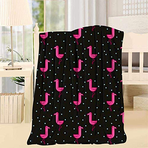 Engshi Mantas para Cama Flamingo Blanket Keep Warm Home Cute Durable Blankets 3D Printing Fluffy Blanket (Throw 50x60/Twin 60x80)