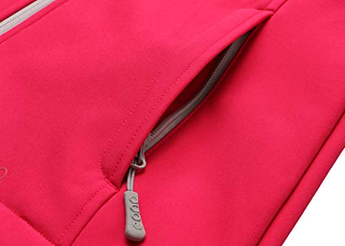 Eono Essentials - Chaqueta de senderismo de entretiempo con capucha para mujer, S (rojo chillón)