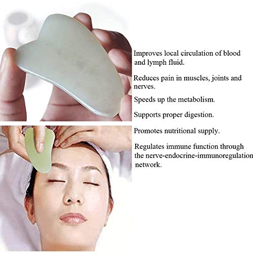 EQLEF® Jade Gua Sha Raspado Masaje herramienta hecha a mano Jade Junta Guasha, Herramientas para el Tratamiento Point Graston SPA Acupuntura Terapia de disparo en la cara Brazo Pie Cuadrado aguda