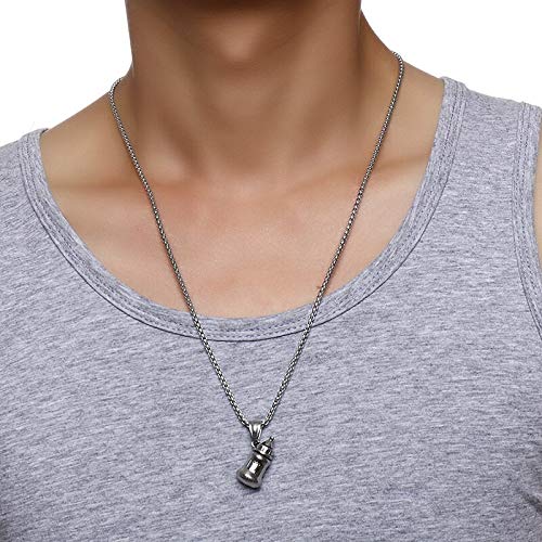 ERDING Regalos Joyería/Collar/Collar Colgante en Forma de Botella de Lactancia del bebé para Hombres, Acero Inoxidable, 24"Caja de Cadena, joyería Masculina