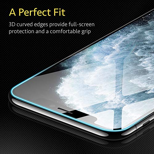 ESR 2-Pack Protector de Pantalla para iPhone 11 Pro MAX/iPhone XS MAX de Cristal Vidrio Templado Cobertura Total, Bordes curvados 3D, Marco de instalación fácil para iPhone 11 Pro MAX/XS MAX.