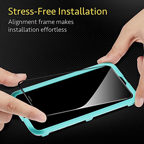 ESR 2-Pack Protector de Pantalla para iPhone 11 Pro MAX/iPhone XS MAX de Cristal Vidrio Templado Cobertura Total, Bordes curvados 3D, Marco de instalación fácil para iPhone 11 Pro MAX/XS MAX.