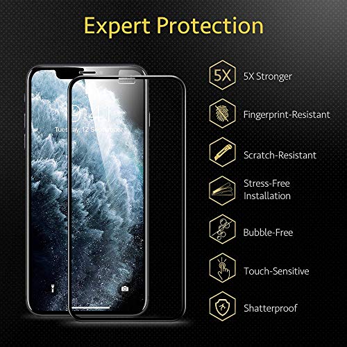 ESR 2-Pack Protector de Pantalla para iPhone 11 Pro MAX/iPhone XS MAX de Cristal Vidrio Templado Cobertura Total, Bordes curvados 3D, Marco de instalación fácil para iPhone 11 Pro MAX/XS MAX.