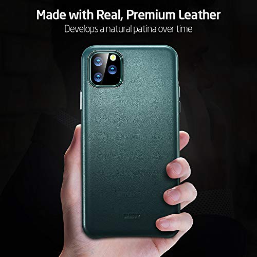 ESR Funda de Auténtico Cuero Premium Compatible con iPhone 11 Pro, Funda Fina para Teléfono de Cuero, Funda Slim, Resistente a Arañazos, Funda Protectora iPhone 11 Pro 2019 – Verde.