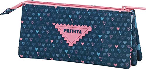 Estuche Organizador Escolar Privata Live | Estuche Tres Compartimentos, Estuche Triple de Gran Capacidad con Sistema de Cerradura con Cremallera Metalica Gruesa - Medidas 23 x 11 x 5 cm