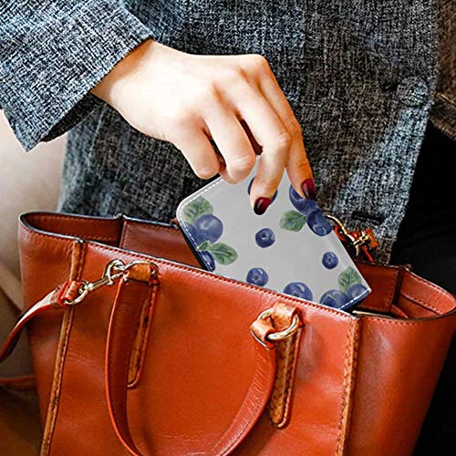 Estuche para Tarjetas Delicious Blueberry Fruit Monedero y Tarjetero Cuero de la PU Cremallera Alrededor Billetera de tamaño Compacto Protector de Tarjeta de crédito para Mujeres Damas niñas Cartera