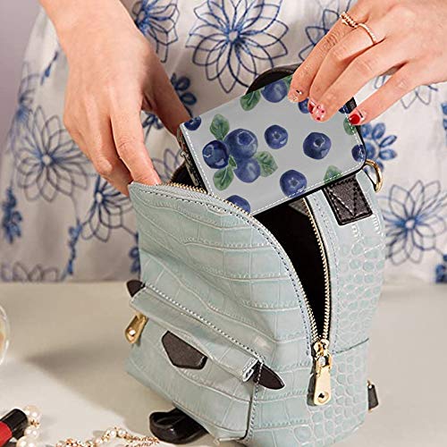 Estuche para Tarjetas Delicious Blueberry Fruit Monedero y Tarjetero Cuero de la PU Cremallera Alrededor Billetera de tamaño Compacto Protector de Tarjeta de crédito para Mujeres Damas niñas Cartera