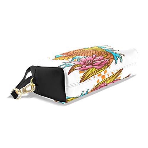 Estuche tradicional japonés Koi Fish Tattoo con ondas y flores, estuche para lápices, bolsa para la escuela, artículos de papelería, viajes, cosméticos, bolsa de maquillaje