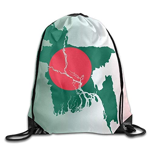 Etryrt Mochilas/Bolsas de Gimnasia,Bolsas de Cuerdas, Bangladesh Map Flag Personalized Gym Drawstring Bags Travel Backpack Tote School Rucksack