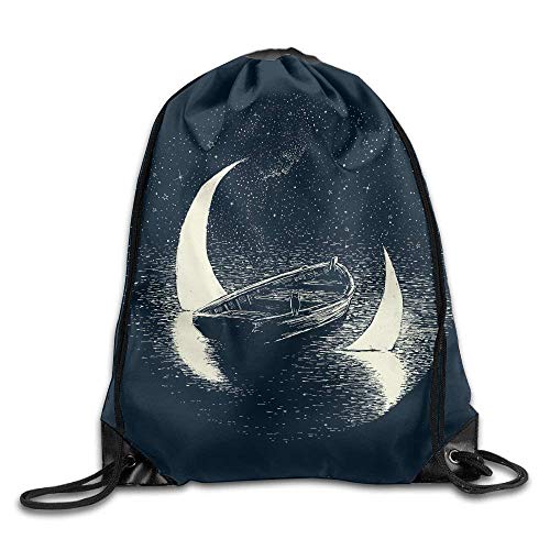 Etryrt Mochilas/Bolsas de Gimnasia,Bolsas de Cuerdas, Unisex The Cat On The Moon Print Drawstring Backpack Rucksack Shoulder Bags Gym Bag Sport Bag