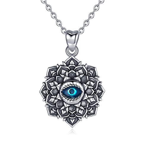 Eudora Collar de Plata de Ley 925 con Colgante de Ojo Azul, Estilo Vintage, joyería de la Suerte para Mujeres y niñas, Regalo Agradable, 45,72 cm