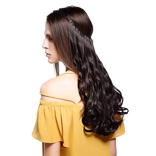 Extensión de cabello con hilo invisible Rizado ondulado falso Largo 50cm Banda Uncia Peso 105g Alambre en extensiones de cabello sin clip - Auburn