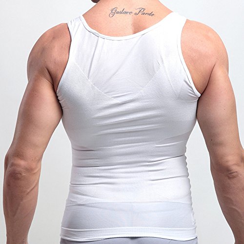 Faja Chaleco Adelgazante Reductora Compresion Elástica de Ropa Interior Top sin Mangas para Hombre Blanco L