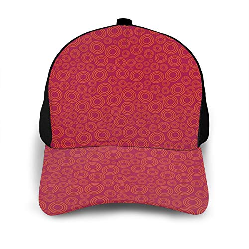 Fashion Geometric Modern Types of Circles Rounds Inner Size with Fillers and Thin Art Print Es Scarlet and Maroon Plain Adjustable Baseball Cap Unisex Hat Sun Cap