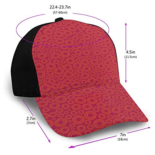 Fashion Geometric Modern Types of Circles Rounds Inner Size with Fillers and Thin Art Print Es Scarlet and Maroon Plain Adjustable Baseball Cap Unisex Hat Sun Cap